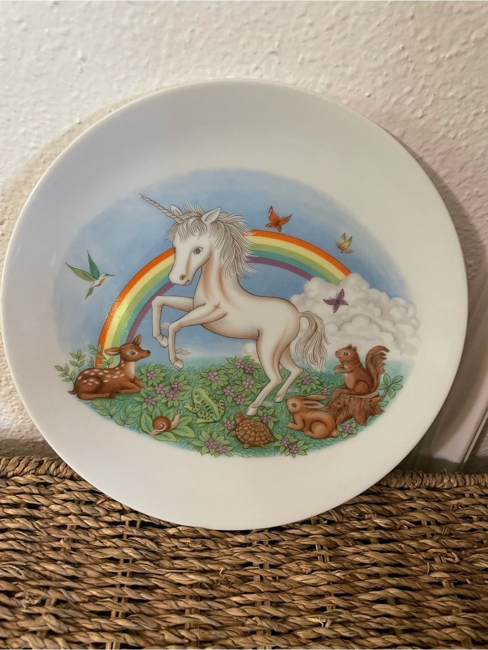 Vintage Papel Rainbow Unicorn Plate Made in the USA